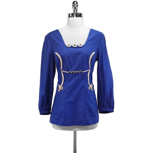 Mayle Tops - 🌟 3/$20 🌟 Mayle Blue peasant blouse piping & buttons